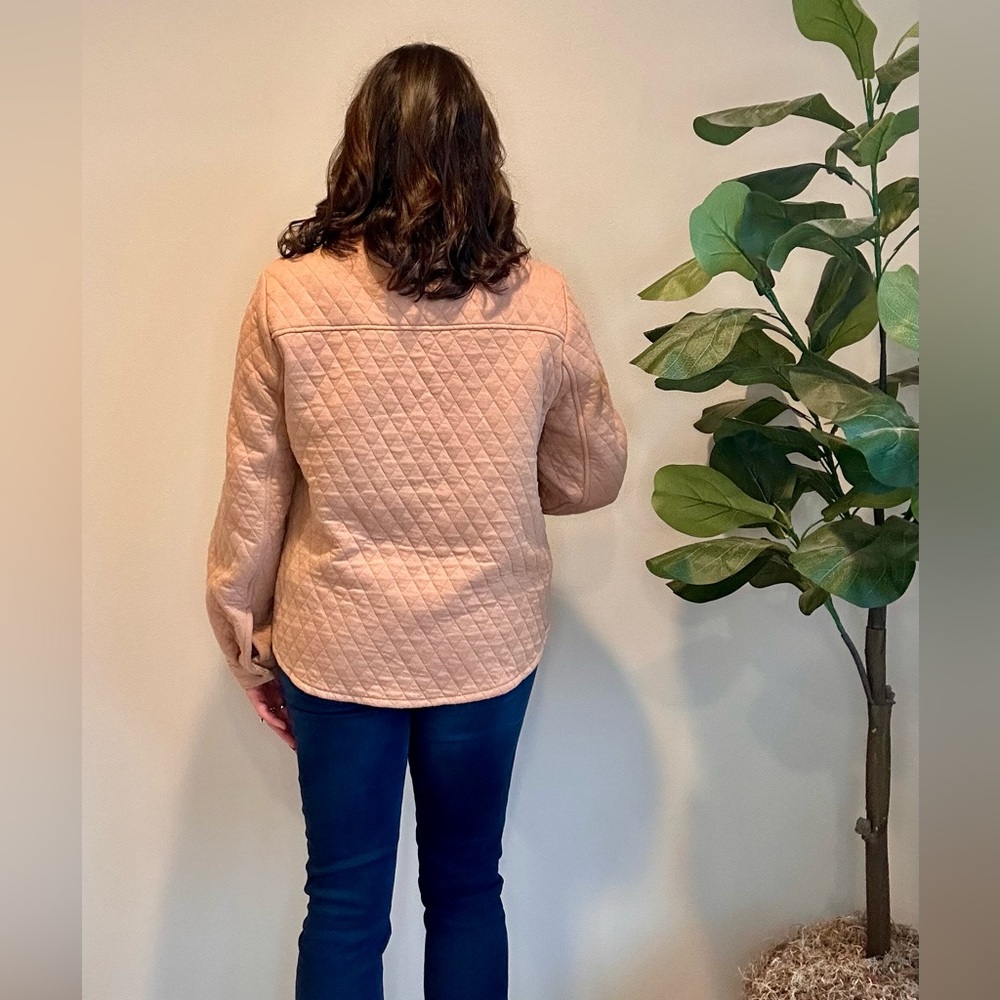 Love Tree Quilted Button-Down Shirt in Light Brown - Picture 2 of 5